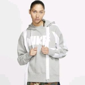 Nike x Sacai Double-Zip Hoodie 'Dark Grey Heather/White' Women's Sz Small